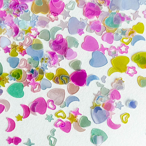 sequins mini tiny little embellishment pink yellow blue green uk cute kawaii craft supplies store shop bag mix mixture