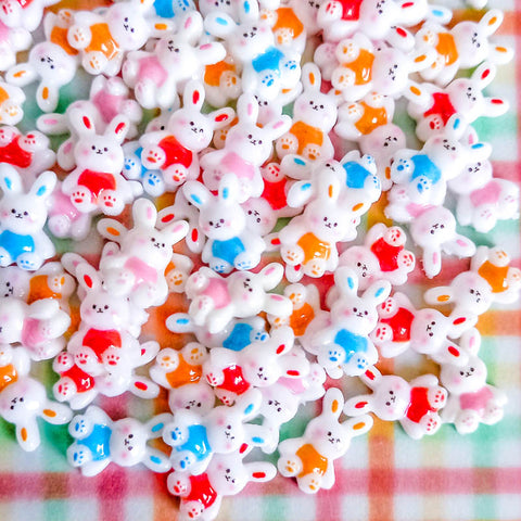 small bunny bunnies acrylic flatback fb flatbacks flat back embellishments uk cute kawaii craft supplies easter spring white red orange blue pink
