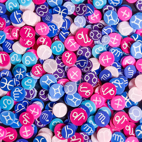 signs of the zodiac sprinkle sprinkles poly polymer clay slice slices nail art bundle set pink cerise purple blue turquoise lilac round circle circles dots uk cute kawaii craft supplies store shop uk fun pretty
