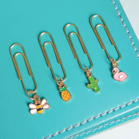 Mini Charm Planner Paper Clip- Flamingo Cactus Bee or Pineapple #P74
