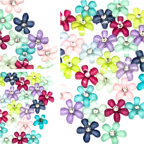 JUST 40P! Rhinestone Centre Flower Flat Backs 10mm
