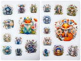 SLEEPING IN A BED OF FLOWERS- ANIMAL POSTCARD or STICKERS