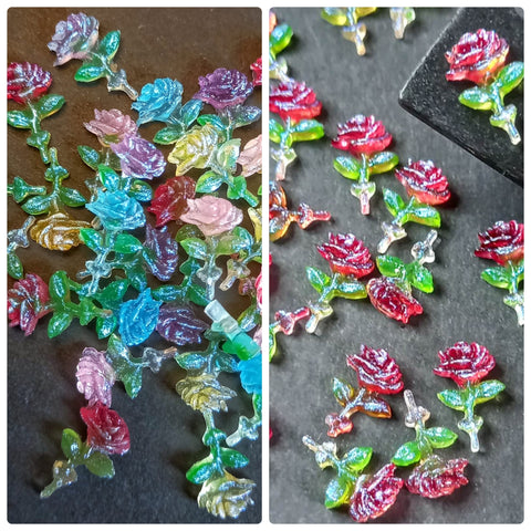 ROSE Acrylic Shimmer Flat Backs 11mm E14