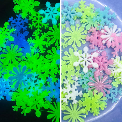 Glow in the Dark Luminous Adhesive Snowflakes x 10