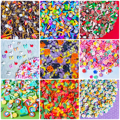 lucky dip bundle of sprinkles polymer clay sprinkle slice slices bag mixed uk cute kawaii craft supplies nail decal decals art slices
