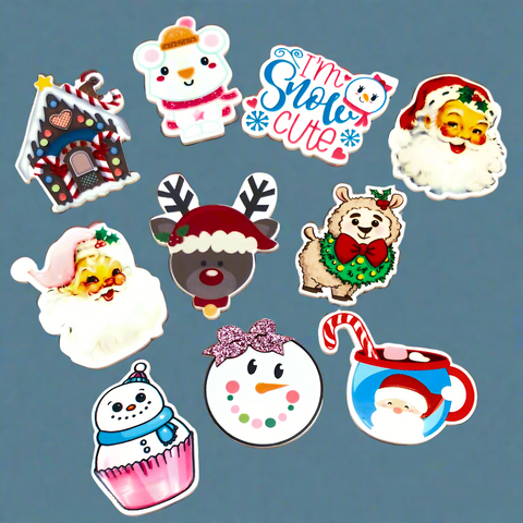 Sale! Christmas Big Acrylic Flat Back -10 Designs