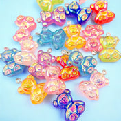 HALF PRICE Chunky Iridescent Resin Bear Charm Pendant 26mm