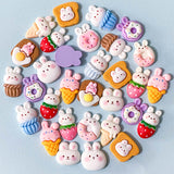 bunny rabbit bunnies rabbits uk cute kawaii craft supplies shop flatback flat back backs fb fbs embellishment sweet sweets cake ice cream treats food toast donut doughnut basket strawberry resins resin easter spring