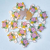 large big turtle turtles tortoise floral flower flowers enamel charm charms pendant metal gold silver tone white cute kawaii craft supplies shop crafts uk pretty spring animal animals