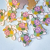 large big turtle turtles tortoise floral flower flowers enamel charm charms pendant metal gold silver tone white cute kawaii craft supplies shop crafts uk pretty spring animal animals