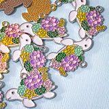 large big turtle turtles tortoise floral flower flowers enamel charm charms pendant metal gold silver tone white cute kawaii craft supplies shop crafts uk pretty spring animal animals