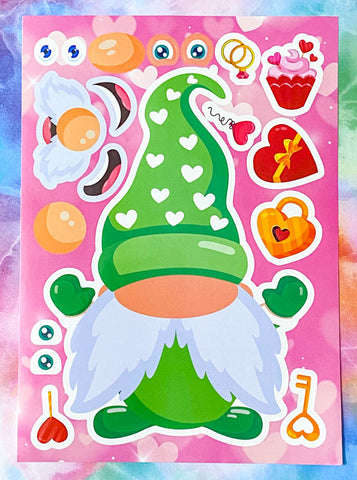 easter spring gift gifts uk cute kawaii gnome gnomes gonk gonks build a sticker stickers activity sheet sheets for kids stationery large big glossy fun game children