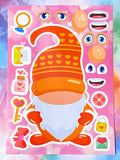 easter spring gift gifts uk cute kawaii gnome gnomes gonk gonks build a sticker stickers activity sheet sheets for kids stationery large big glossy fun game children