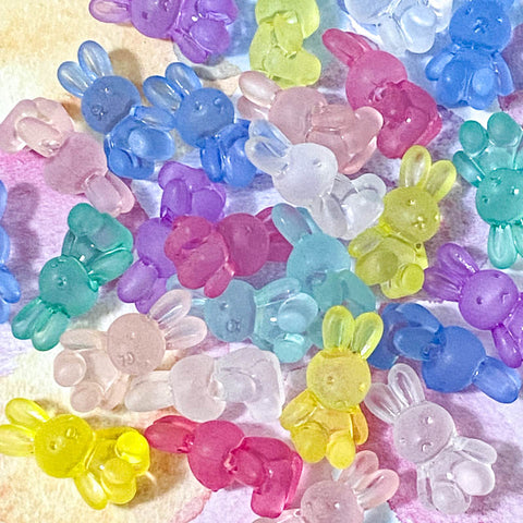 large 26mm big chunky rabbit rabbits bunny bunnies acrylic bead beads uk cute kawaii craft supplies shop craft pink yellow white clear teal turquoise cerise lilac purple blue