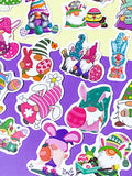 gnome laptop sticker stickers cute kawaii easter spring bunny gnomes gonk gonks pretty colourful fun little stationery pack uk cute kawaii gift gifts springtime egg eggs rabbit rabbits flower flowers