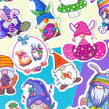 gnome laptop sticker stickers cute kawaii easter spring bunny gnomes gonk gonks pretty colourful fun little stationery pack uk cute kawaii gift gifts springtime egg eggs rabbit rabbits flower flowers