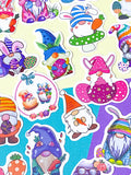 gnome laptop sticker stickers cute kawaii easter spring bunny gnomes gonk gonks pretty colourful fun little stationery pack uk cute kawaii gift gifts springtime egg eggs rabbit rabbits flower flowers