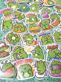 frog frogs big large glossy laptop sticker stickers pack set uk cute kawaii stationery gift gifts green happy pretty fun spring present glossy