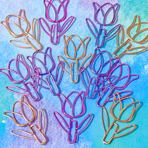 On Offer! TULIP Jumbo Metallic PAPER CLIP Purple Rose Gold or Cerise