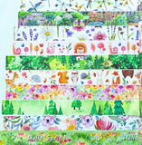 spring wood woodland animal tree trees leaves green cute kawaii 5m washi tape tapes uk stationery flower floral bear fox rabbit squirrel owl hedgehog plants flowers dragonfly dragonflies rolls roll blooms