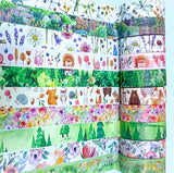 spring wood woodland animal tree trees leaves green cute kawaii 5m washi tape tapes uk stationery flower floral bear fox rabbit squirrel owl hedgehog plants flowers dragonfly dragonflies rolls roll blooms