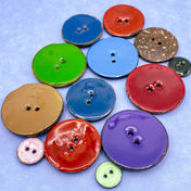 very large big huge enamel enamelled coconut wood wooden button buttons extra special uk cute kawaii craft supplies glossy red blue turquoise green purple 30mm 40mm
