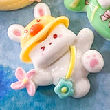 Large KAWAII BUNNY RESIN FLAT BACK- 5 Pastel Spring Designs