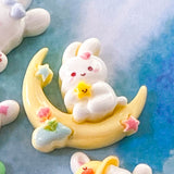 Large KAWAII BUNNY RESIN FLAT BACK- 5 Pastel Spring Designs