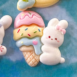 Large KAWAII BUNNY RESIN FLAT BACK- 5 Pastel Spring Designs