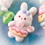 Large KAWAII BUNNY RESIN FLAT BACK- 5 Pastel Spring Designs