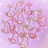 bunny rabbit rabbits bunnies jumbo large big paper clip clips uk cute kawaii stationery gift gifts spring easter gold tone metal rose copper organza bag heart hearts love