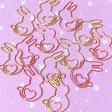 bunny rabbit rabbits bunnies jumbo large big paper clip clips uk cute kawaii stationery gift gifts spring easter gold tone metal rose copper organza bag heart hearts love