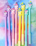 cute kawaii bunny topper chunky black ink fine line fineline pen pens uk stationery easter rabbit rabbits spring pens lilac purple pastel pink yellow lemon turquoise blue mint green flower pretty colours gel bunnies