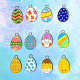 easter egg eggs gold tone metal enamel enamelled charm charms pendant spring springtime cute kawaii craft shop supplies uk bright colourful pink yellow chick bunny blue green orange teal turquoise white floral flowers striped stripes