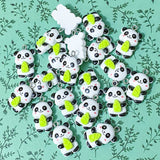 panda pandas resin charm charms pendant pendants green bamboo white black cute kawaii happy furry uk crafts craft supplies shop green 27mm large