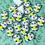 panda pandas resin charm charms pendant pendants green bamboo white black cute kawaii happy furry uk crafts craft supplies shop green 27mm large