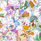 easter bunny bunnies rabbit rabbits cute kawaii fun big matte spring springtime sticker stickers laptop stationery set sets cute kawaii uk gift gifts pink white egg eggs basket baskets happy easter floral flowers