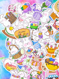 easter bunny bunnies rabbit rabbits cute kawaii fun big matte spring springtime sticker stickers laptop stationery set sets cute kawaii uk gift gifts pink white egg eggs basket baskets happy easter floral flowers