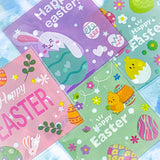 happy easter spring bunny rabbit chick chicks egg eggs large cello cellophane bag bags set packaging supplies uk cute kawaii pretty floral flowers pink green lilac purple mint rabbit rabbits bunnies plastic