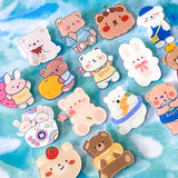 cute kawaii acrylic pin brooch brooches pins badge badges plastic fun cute kawaii uk gift gifts bear bears brown white bunny bunnies rabbit rabbits spring easter fruit strawberry peach carrot baby flower stocking filler fillers party present