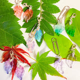 glass leaf leaves beautiful planner charm clip clips paper accessories uk kawaii autumn pretty silver tone metal charms