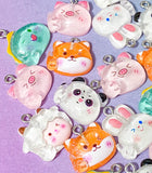 cute kawaii uk craft supplies shop craft charm charms glitter glittery sparkly resin pendant pendants pig pigs orange fox pink piglet panda pandas white sheep lamb lambs rabbit rabbits bunny bunnies iguana lizard dino dinosaur green round thumbs up pretty fun crafts