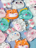 cute kawaii uk craft supplies shop craft charm charms glitter glittery sparkly resin pendant pendants pig pigs orange fox pink piglet panda pandas white sheep lamb lambs rabbit rabbits bunny bunnies iguana lizard dino dinosaur green round thumbs up pretty fun crafts