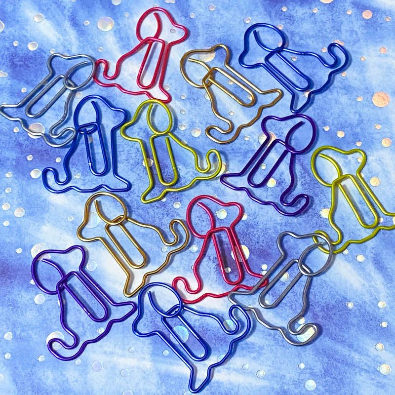 puppy large dog dogs paper clip clips planner metal coloured metallic blue red cerise pink blue purple silver grey jumbo accessories planner supplies uk cute kawaii stationery big