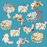 white enamel fox foxes fish rabbit rabbits bunny bunnies floral uk cute kawaii charms charm flower flowers white silver gold tone metal enamel enamelled craft supplies spring nature cat cats kitty kitten