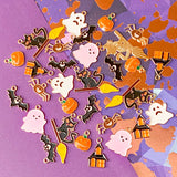 halloween spooky gold tone charm charms pendant pendants black orange white yellow pumpkin pumpkins pink ghost ghosts bat bats scary cat witch witches cats broom broomstick spider spiders haunted house houses uk craft supplies shop