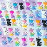 glitter resin cat cats kitty charm charms pendant pendants large big ombre colours black white blue lilac purple cerise pink yellow green lemon orange turquoise uk cute kawaii craft supplies shop