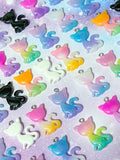 glitter resin cat cats kitty charm charms pendant pendants large big ombre colours black white blue lilac purple cerise pink yellow green lemon orange turquoise uk cute kawaii craft supplies shop