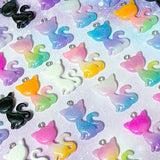 glitter resin cat cats kitty charm charms pendant pendants large big ombre colours black white blue lilac purple cerise pink yellow green lemon orange turquoise uk cute kawaii craft supplies shop