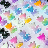 glitter resin cat cats kitty charm charms pendant pendants large big ombre colours black white blue lilac purple cerise pink yellow green lemon orange turquoise uk cute kawaii craft supplies shop